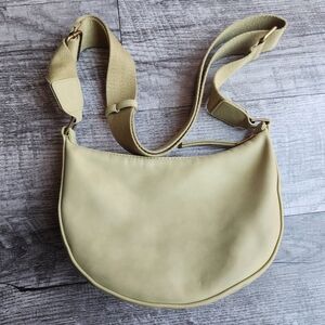 Vegan Leather Thick Strap Crossbody Green Strap/ Made From Recycled Plastics